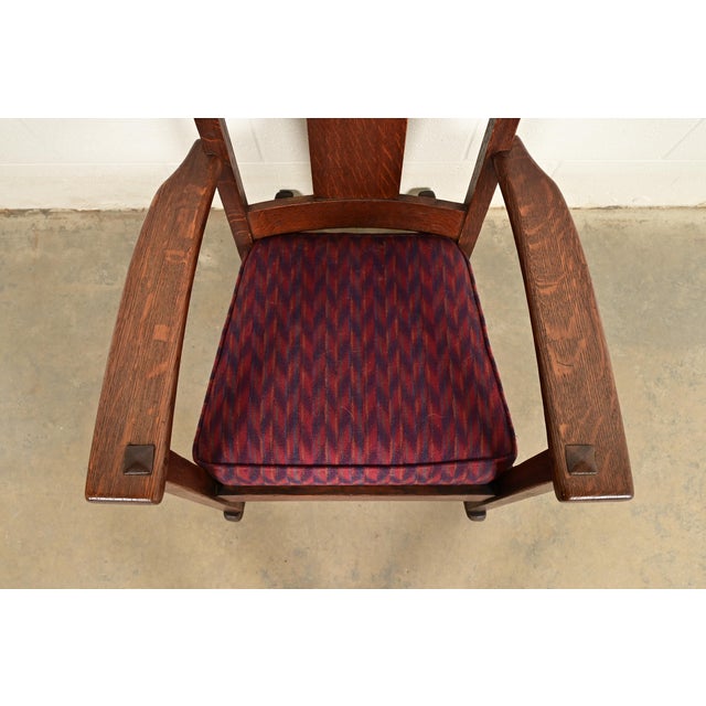 Limbert Antique Mission Oak Arts & Crafts Rocking Chair, Circa 1910 For Sale In South Bend - Image 6 of 12