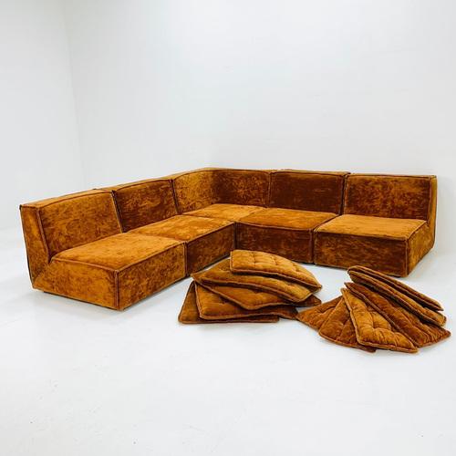Mid-Century Italian Brown Modular Sofa, 1970s, Set of 5 For Sale - Image 5 of 11