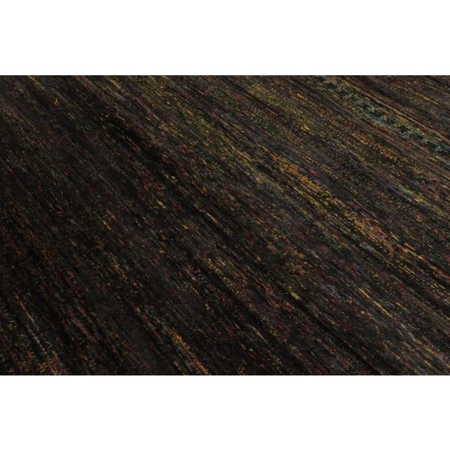 2010s Rug & Kilim’s Modern Textural Rug, Polychromatic Striae on Rich Black Tones For Sale - Image 5 of 9