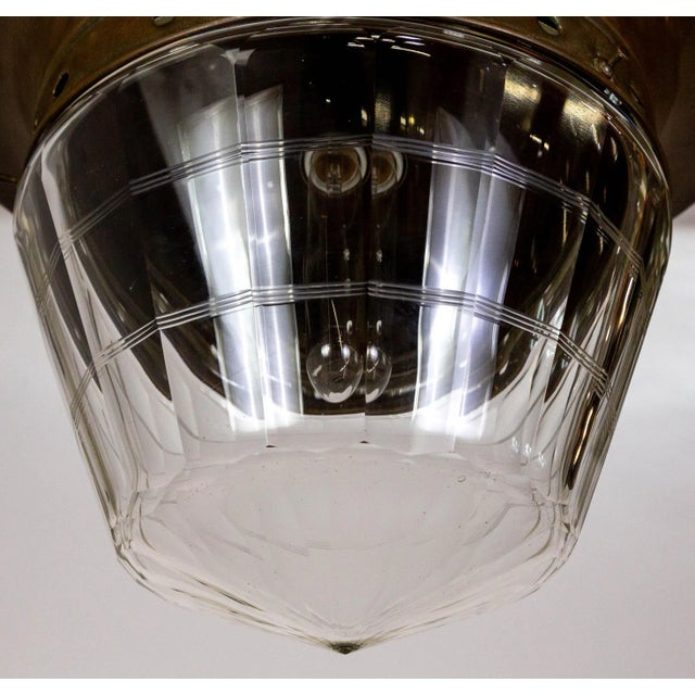 1920s 1920s Faceted Flush Mount Light With Cut Glass Banding For Sale - Image 5 of 10