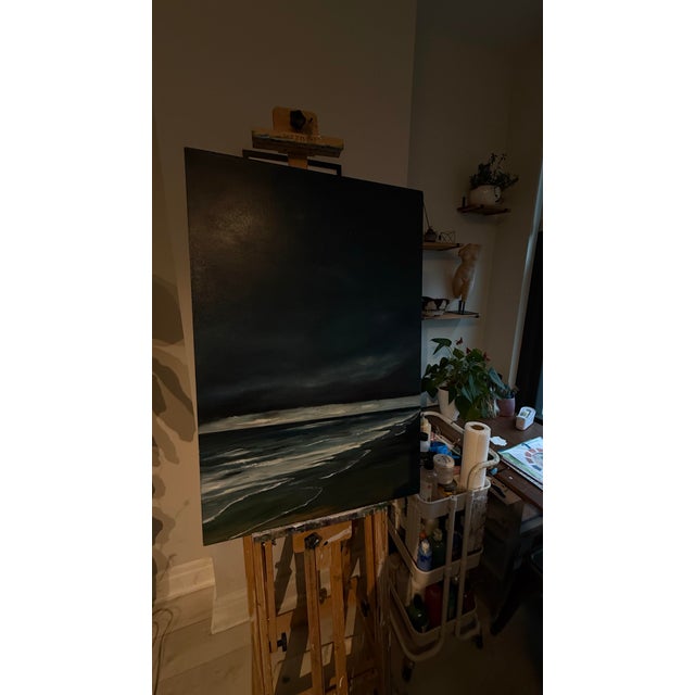 Modern Original Oil Painting Evening Seascape Titled '7:42 p.m.' For Sale - Image 3 of 3