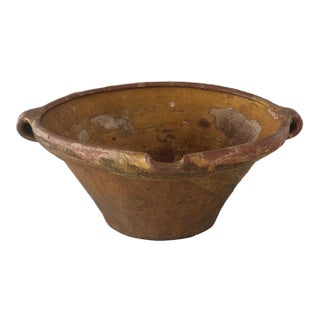 Antique French Provincial Terracotta “Tian””or Dairy/Cream Confit Bowl For Sale