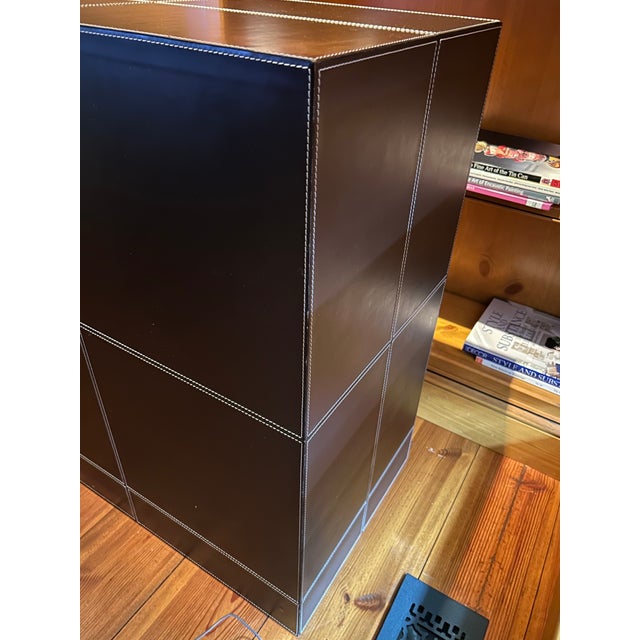 Animal Skin Black Leather Wrapped Office File Cabinet For Sale - Image 7 of 8