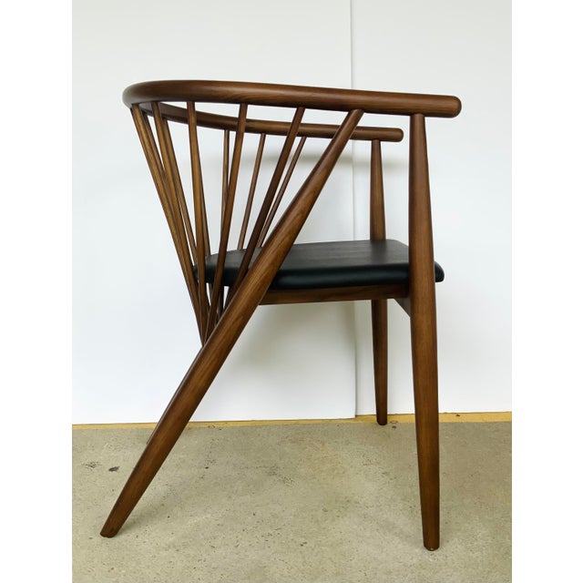 MidCentury Modern Style Black Leather Spindle Occasional Chair Chairish