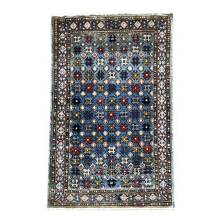 Rare Small Vintage With Blue Geometric Design | 1'8" X 2'7" For Sale