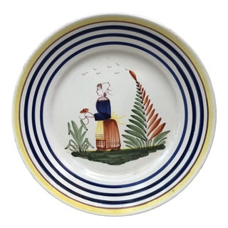 French Faience Plate Henriot Quimper, Circa 1930 For Sale