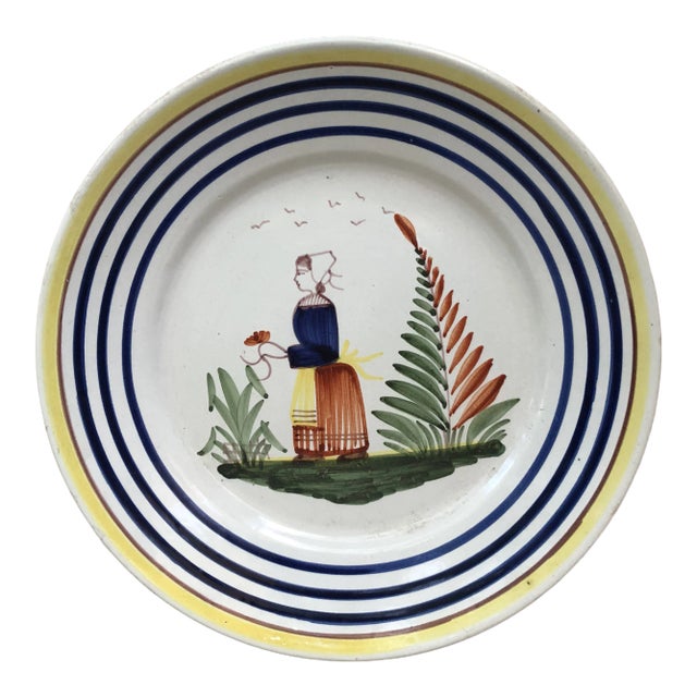 French Faience Plate Henriot Quimper, Circa 1930 For Sale