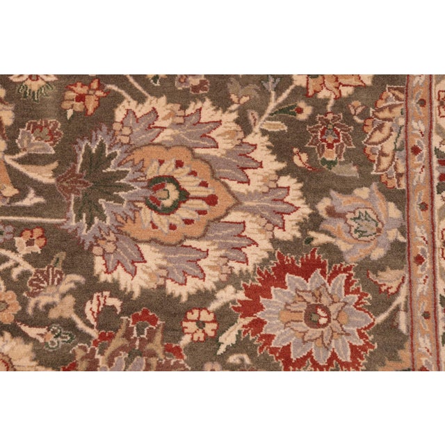 1990s Floral 1990's Pak-Persian Green/Taupe Wool Rug - 6'0'' X 8'9'' For Sale - Image 5 of 9