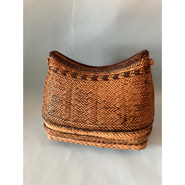 Textile Late 19th Century Small Asian Whicker Woven Basket For Sale - Image 7 of 7