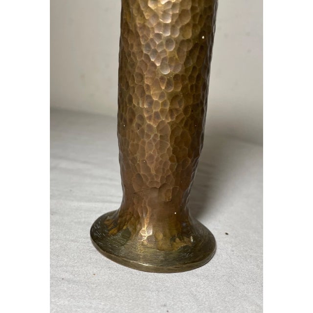 Metal Very Heavy Antique Hand Hammered Copper Arts and Crafts Bud Spill Vase Sculpture For Sale - Image 7 of 10