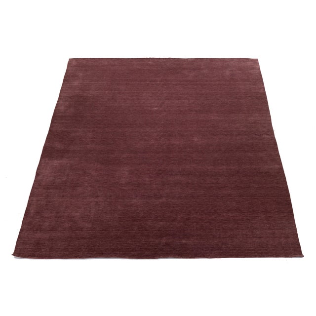 Apadana's Modern Gabbeh Hand-Loom Wool Area Rug in Deep Plum 12x15 For Sale In New York - Image 6 of 10