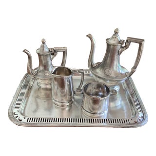 1940s Reed & Barton Hotel Statler Silver Tea & Coffee Service - Set of 5 for Traditional & English Decor & Hotel Silver Collectors For Sale