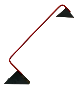 Vintage Postmodern Disegno Italia Red Enameled Metal + Molded Plastic Angy Table Lamp, Circa 1970s