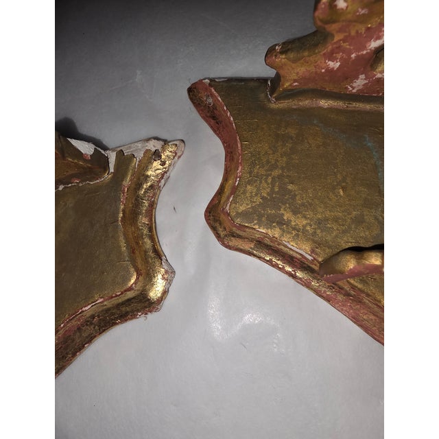 Small Pair of Giltwood Italian Wall Brackets For Sale - Image 4 of 12