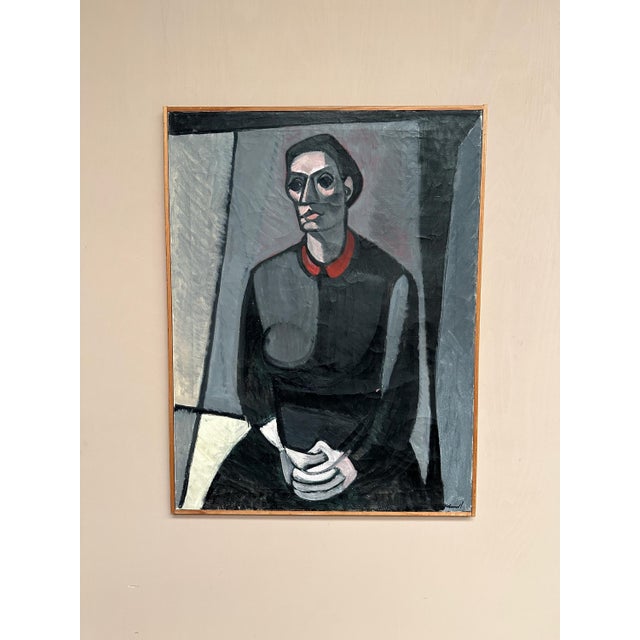 Axel Ekelund, Portrait of Mrs. S, 1950s, Oil on Canvas, Framed For Sale - Image 7 of 18