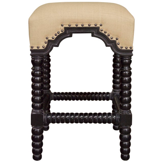 Contemporary Abacus Counter Stool in Hand Rubbed Black For Sale - Image 3 of 4