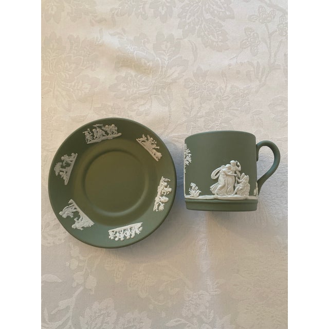 Vintage Wedgwood Sage Jasperware Demitasse/Espresso Cup and Saucer. It is in “Mint” Condition. It is a Treasure and has...