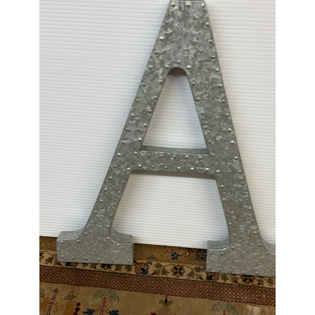 Silver Galvanized Steel Letter A For Sale - Image 8 of 12