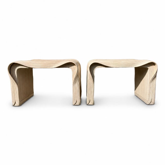 Sculptural Pencil Reed End Tables For Sale