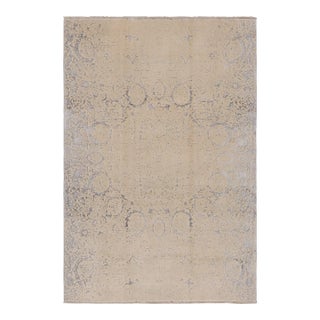 Rug & Kilim’s Modern Rug in Silver-Gray With Cream Abstract Patterns For Sale