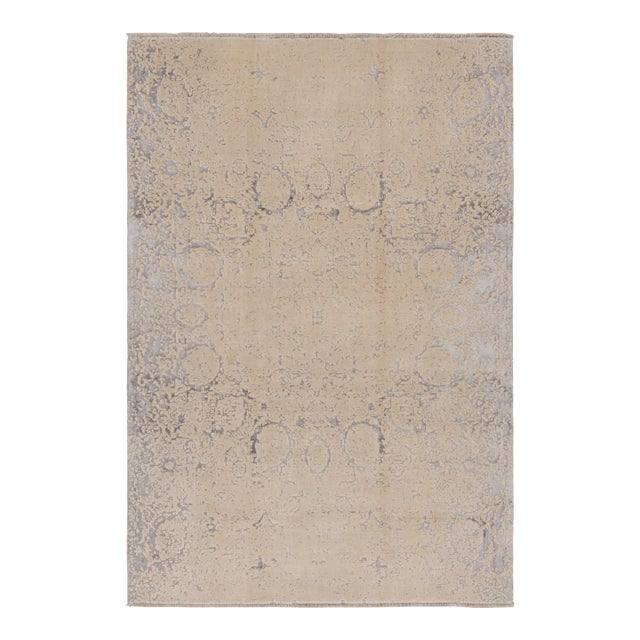 Rug & Kilim’s Modern Rug in Silver-Gray With Cream Abstract Patterns For Sale