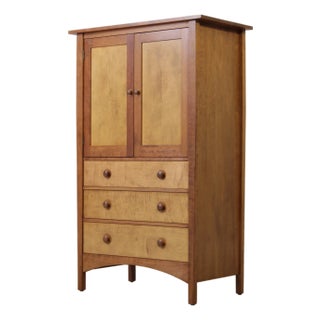 Stickley Cherry & Maple Bedroom Armoire Cabinet For Sale