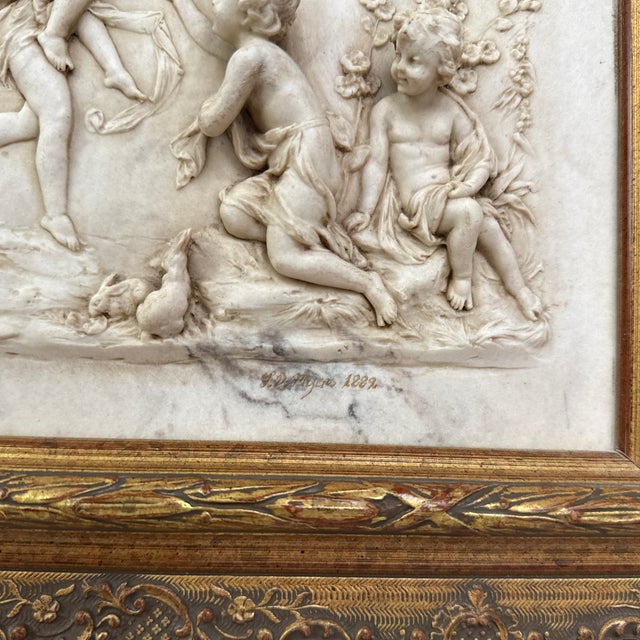 Stone J.P.Myers 1882 Manufacturers - Relief Tableau in Alabaster Dust For Sale - Image 7 of 10