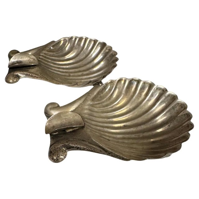 Pair of Mexican Sterling Silver Seashell Ashtrays 60g For Sale - Image 4 of 5