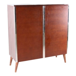 Small Armoire in Wood and Chrome, 1980s For Sale