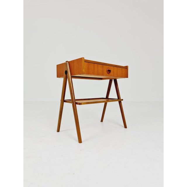 Mid-Century Modern Danish Bedside Table in Rattan and Teak For Sale - Image 9 of 14