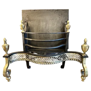Early 19th Century Georgian Wrought Iron and Brass Fire Grate, 1810s