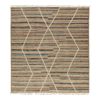 Rug & Kilim’s Modern Rug with Beige-brown Geometric Patterns - 12x16 For Sale