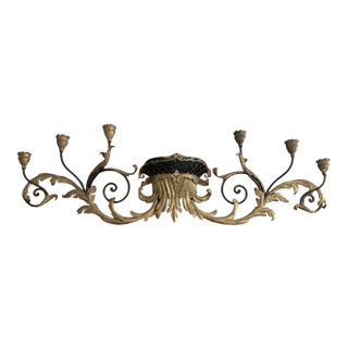 Antique French Black and Gold Tole Wall Mounted Wall Pocket Candelabra For Sale