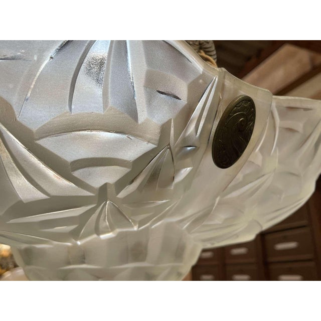Art Deco Pendant Light in Molded-Pressed Glass from Degué For Sale - Image 16 of 18