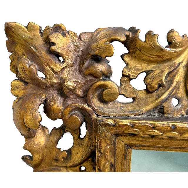Small Italian Florentine Giltwood Mirror, 1860s For Sale - Image 6 of 11