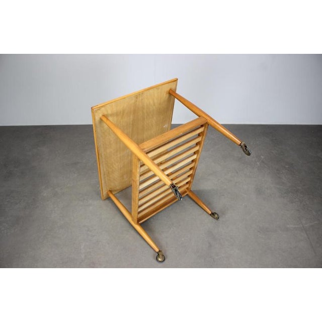 Danish Teak Rolling Table with Shelf, 1960s For Sale - Image 9 of 10