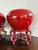 Chinese Pair of Large Chinese Red Oxblood Porcelain Urns Jardinieres on Carved Stands For Sale - Image 3 of 8