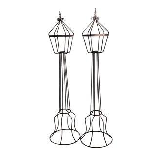 Vintage Wrought Iron Patio Candle Floor Stands, Torchieres a Pair For Sale