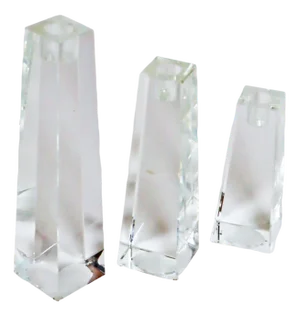 Vintage Crystal Glass Block Candlesticks from Rosenthal, 1980s, Set of 3