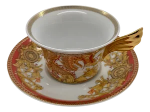 Asian Dream Tea Cup and Saucer by Versace for Rosenthal, 2017, Set of 2