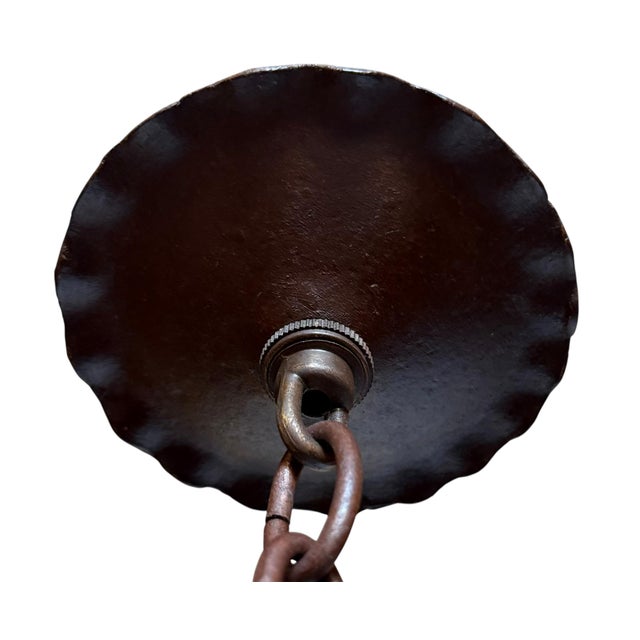 Rare Antique Cast and Forged Bronzed Iron Chandelier With Flowers For Sale In Los Angeles - Image 6 of 7