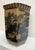 Vintage Chinoiserie Landscape Scene Glazed Ceramic Hexagon Vase, Taupe & Black For Sale - Image 4 of 12