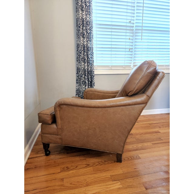 Late 20th Century St. Timothy Tufted Tan Leather Library Lounge Chair For Sale - Image 11 of 12