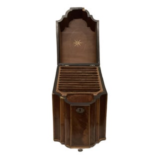 18th C Mahogany Inlaid Knife Box Converted to Stationary Box in 19th C. For Sale