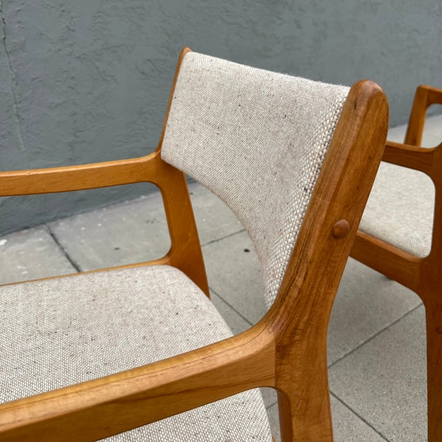 Vintage Danish Modern Solid Teak Dining Chairs by D-Scan For Sale In Los Angeles - Image 6 of 9