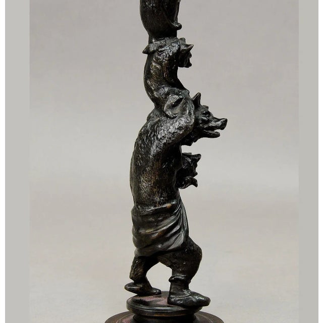 Victorian Cast Iron Candlestick with Bears For Sale - Image 4 of 7