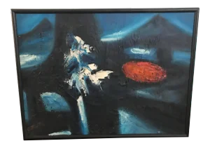 Vintage Mid-Century Modern Abstract Oil Painting Signed