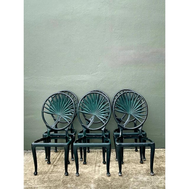 Vintage Palm Frond Outdoor Dining Chairs - Set of 6 For Sale - Image 4 of 12