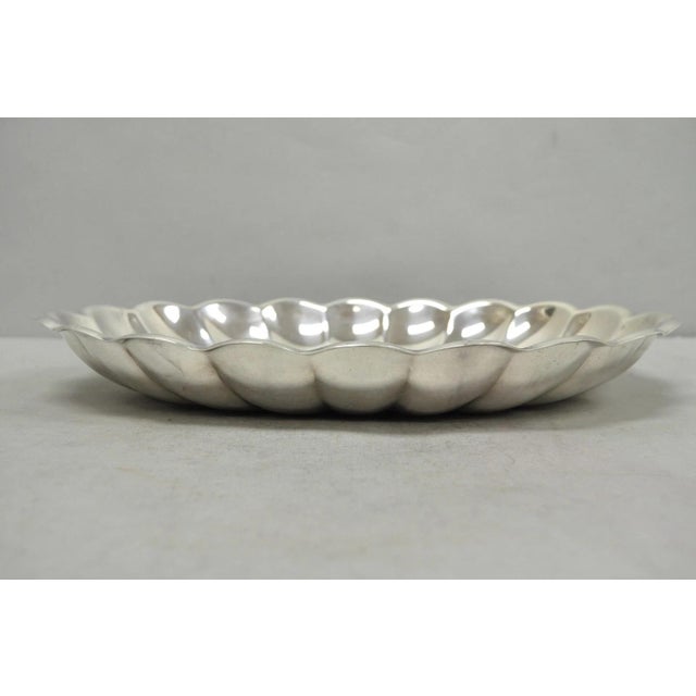 Vintage Reed & Barton "Holiday" Scalloped Oval Serving Platter Tray W/ Monogram For Sale - Image 10 of 12