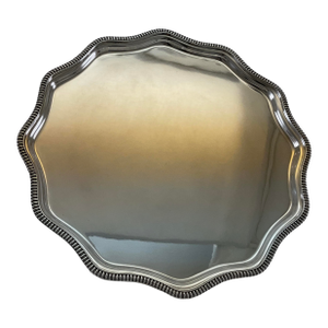 Silver Scalloped Edge Salver , Gadroon Mount 10 In.